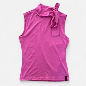 Axara Paris Pink High Neck Bow Tie Blouse